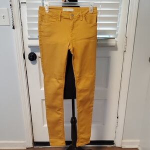 Zara Z1975 Denim Mustard Skinny Low Rise Jeans